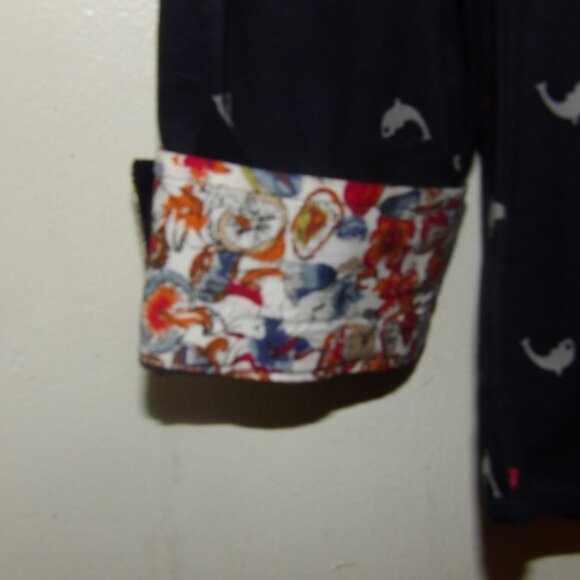 NWT Project Red " Whales" Coordinating Cuffs Men's Button Down Shirt Sz L - Picture 7 of 9